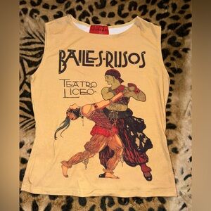 Beige Le Lotus Bleu Baile-Rusos Graphic Tank Top